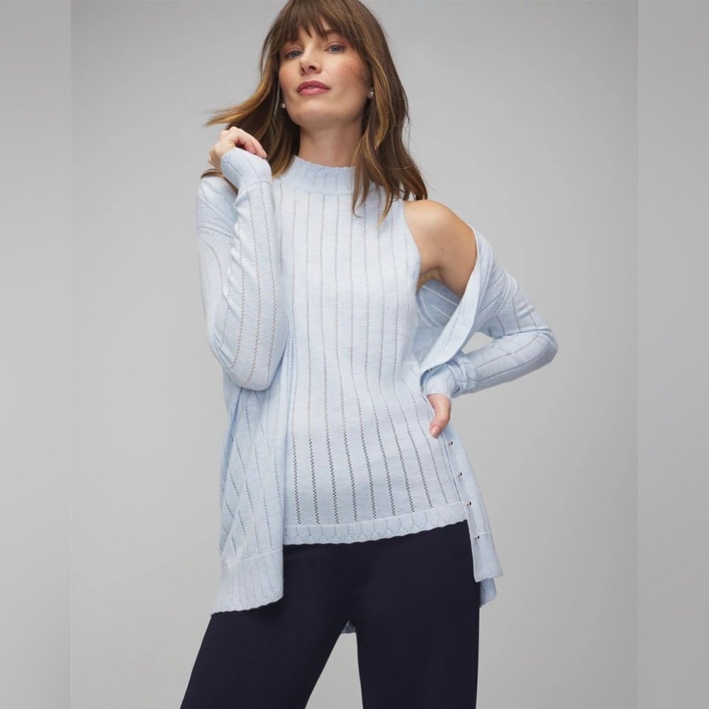 White House Black Market Baby Blue Soft Off-the-Shoulder Sweater